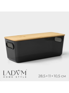 Контейнер для хранения с крышкой LaDо́m «Лаконичность», 28.5×11×10.5 см, черный