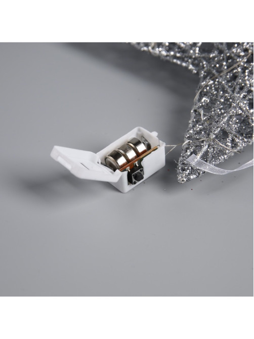 Подвеска световая «Звезда серебристая», 20×20×5 см, 10 LED, от батареек AG13×3, свечение тёплое белое