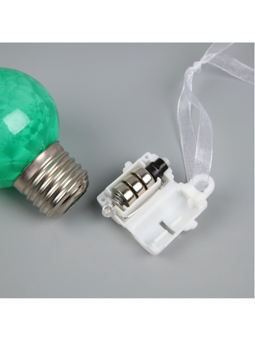Ёлочный шар «Зимний узор зелёный», d=5 см, 1 LED, от батареек AG13×3, свечение тёплое белое