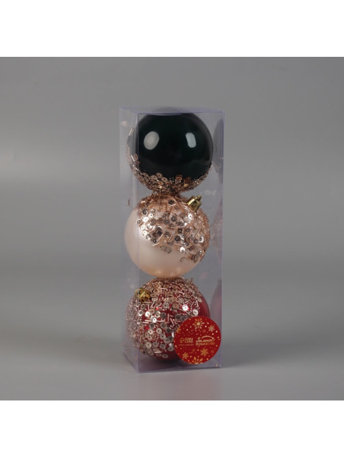 Ёлочные игрушки «Коул», шары новогодние, d=8 см, набор 3 шт., МИКС