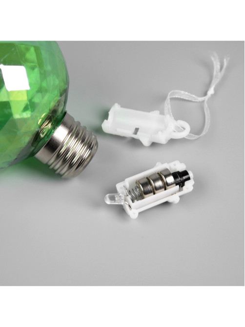Набор ёлочных шаров «Акценты зелёного», 3 шт., d=7 см, 3 LED, от батареек AG13×9, свечение тёплое белое