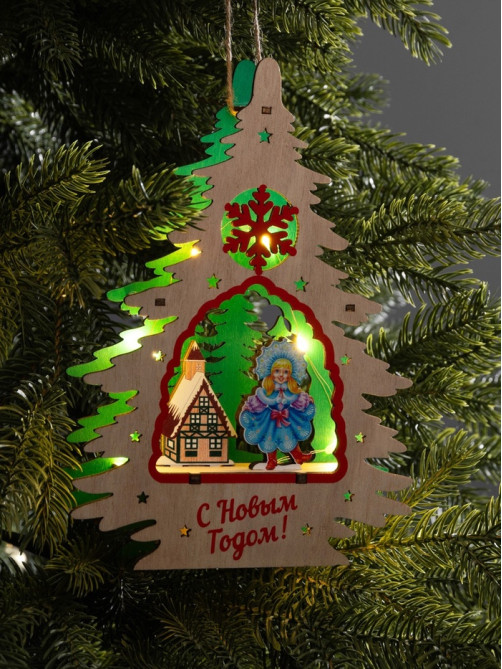Подвеска световая «Снегурочка», 16×3×22.5 см, 6 LED, от батареек, свечение тёплое белое