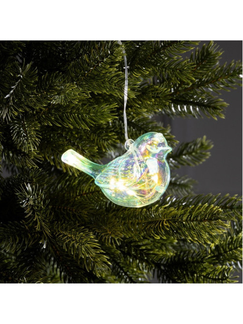 Ёлочная игрушка светодиодная «Снегирь», 10×17 см, 5 LED, от батареек ААх2, свечение тёплое белое