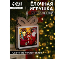 Подвеска световая «Белочка с подарками», 11×9 см, от батареек LR41×3, свечение тёплое белое