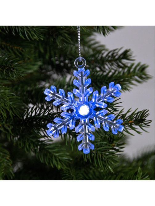 Ёлочная игрушка «Снежинка», 9×8.5×2.8 см, 1 LED, от батареек, свечение мульти (RGB)