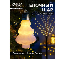 Елочный шар «Бархатная елочка» 12×8 см, 1 LED, от батареек LR44×3, свечение тёплое белое