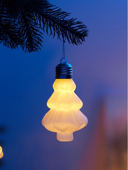 Елочный шар «Бархатная елочка» 12×8 см, 1 LED, от батареек LR44×3, свечение тёплое белое