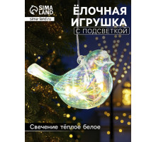 Ёлочная игрушка светодиодная «Снегирь», 10×17 см, 5 LED, от батареек ААх2, свечение тёплое белое