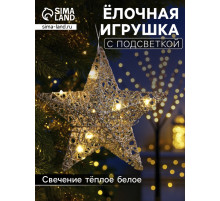 Подвеска световая «Звезда золотистая», 20×20×5 см, 10 LED, от батареек AG13×3, свечение тёплое белое