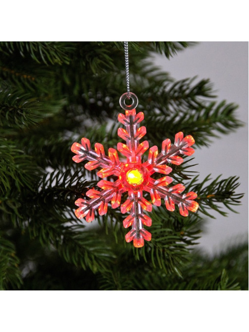 Ёлочная игрушка «Снежинка», 9×8.5×2.8 см, 1 LED, от батареек, свечение мульти (RGB)