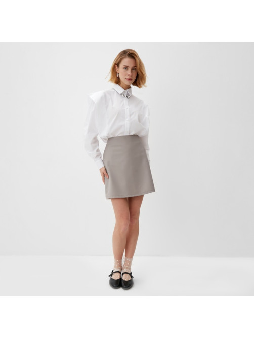 Юбка мини женская MINAKU: Casual Collection, бежевая, размер 48