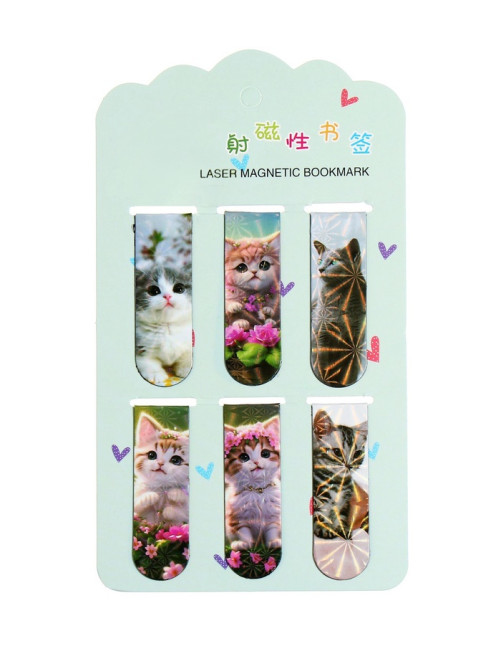 Набор магнитных закладок для книг Calligrata «Котята», 6 штук, МИКС