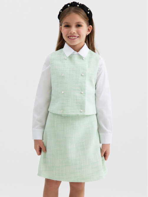Жилетка для девочки, MINAKU :Party Dress, зелёная, рост 134 см