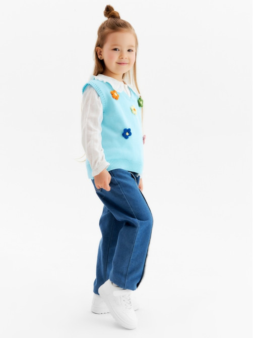 Жилет для девочки KAFTAN «Ромашки», размер 30 (98-104 см), голубой