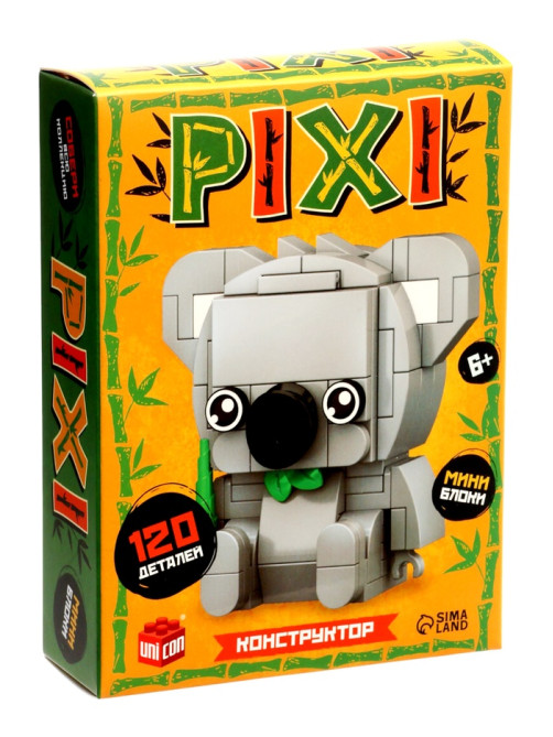 Конструктор блочный UNICON «PIXI. Коала», животные, мини блоки, 120 деталей