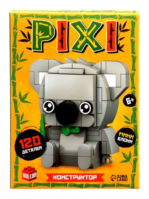 Конструктор блочный UNICON «PIXI. Коала», животные, мини блоки, 120 деталей